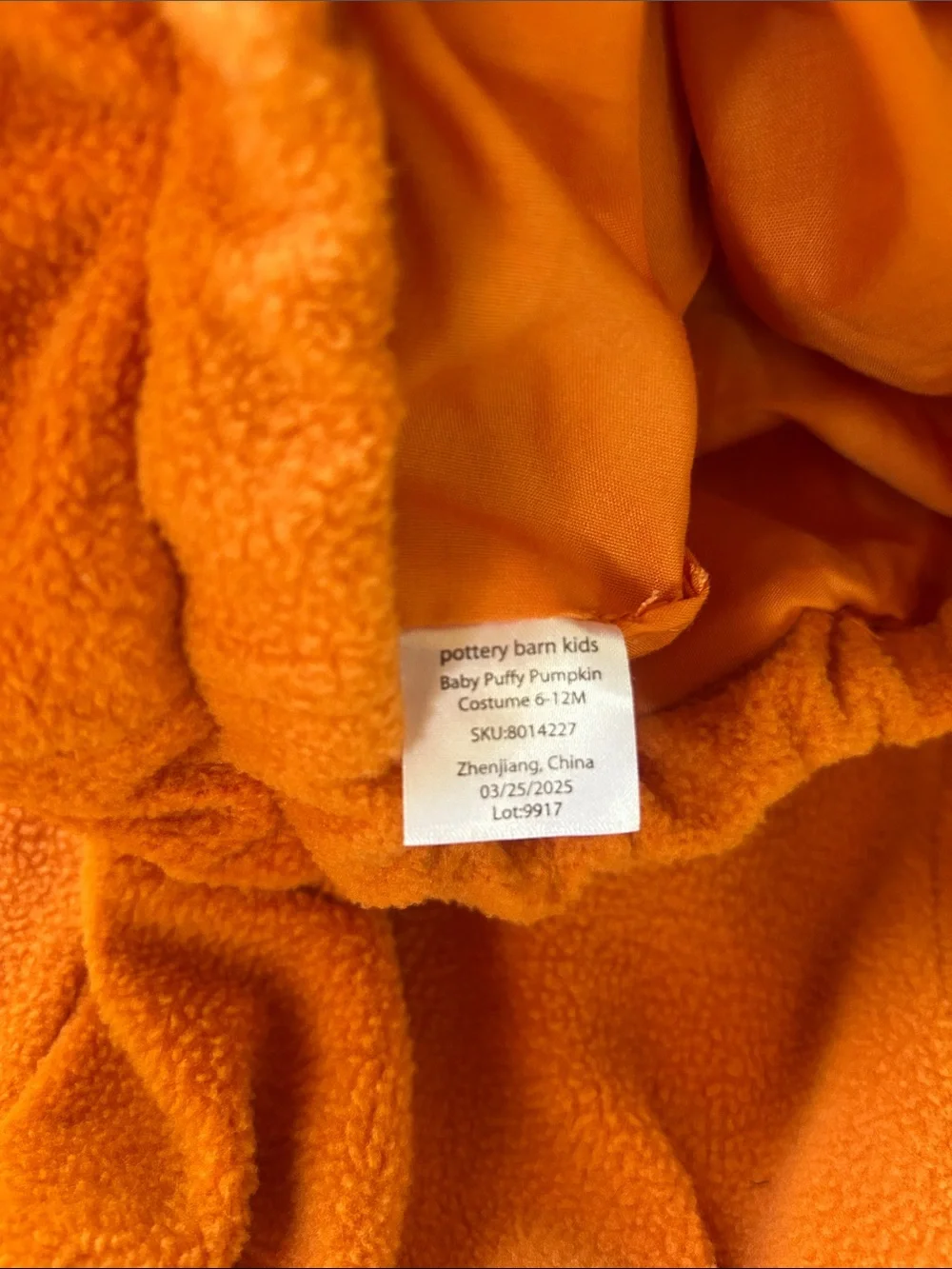 Pottery Barn Kids Orange Pumpkin Costume with Green Leaf Collar and Hat - Picture 4 of 9